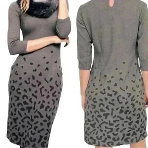 J McLaughlin Ladies Catalina Cloth Leopard Print Midi Dress Gray & Black size XS